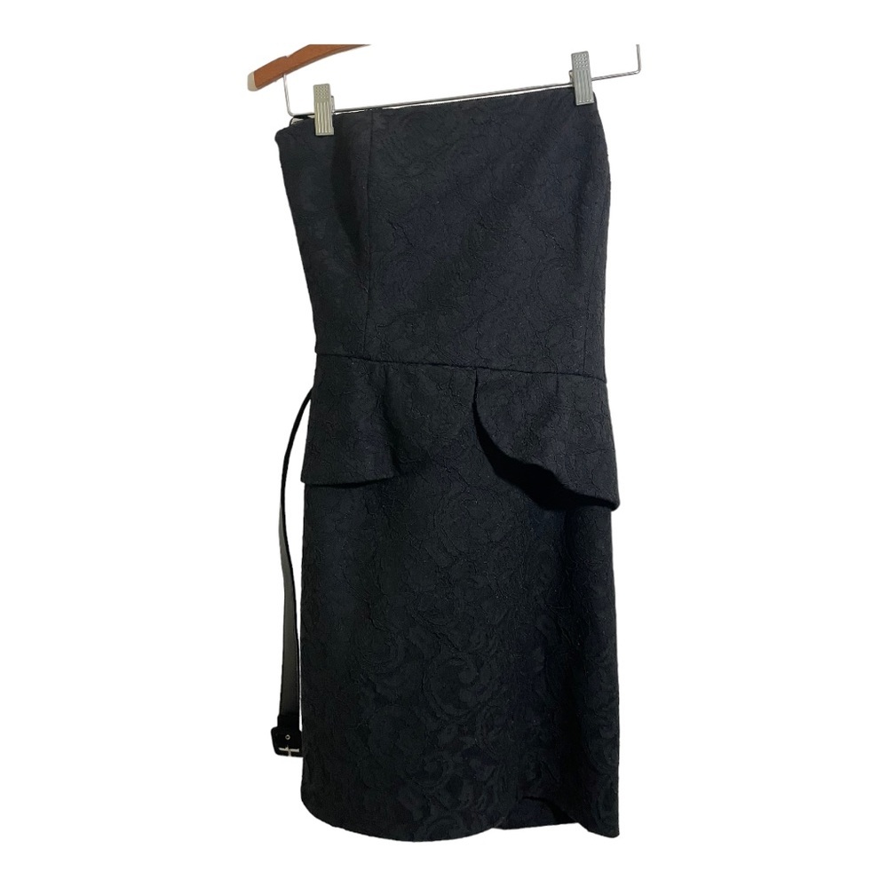 White House black market womens dress strapless scalloped belted size 14…